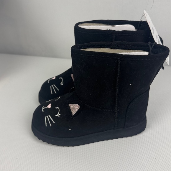 Wonder Nation Black Cat Kids pull on Boots with faux fur lining NWT 10 & 8 - Picture 3 of 6